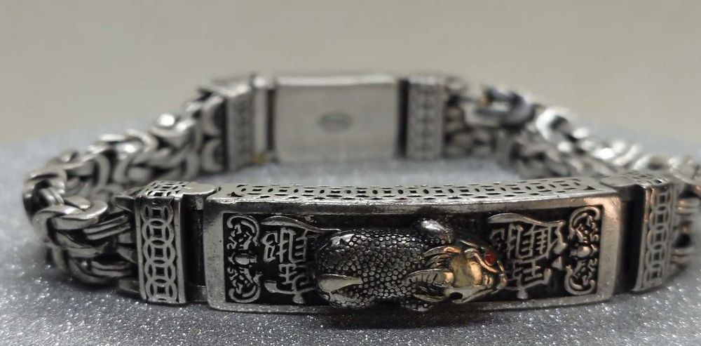 Brățară chinezeasca masivă din argint 925 – bizantin, cu Pixiu