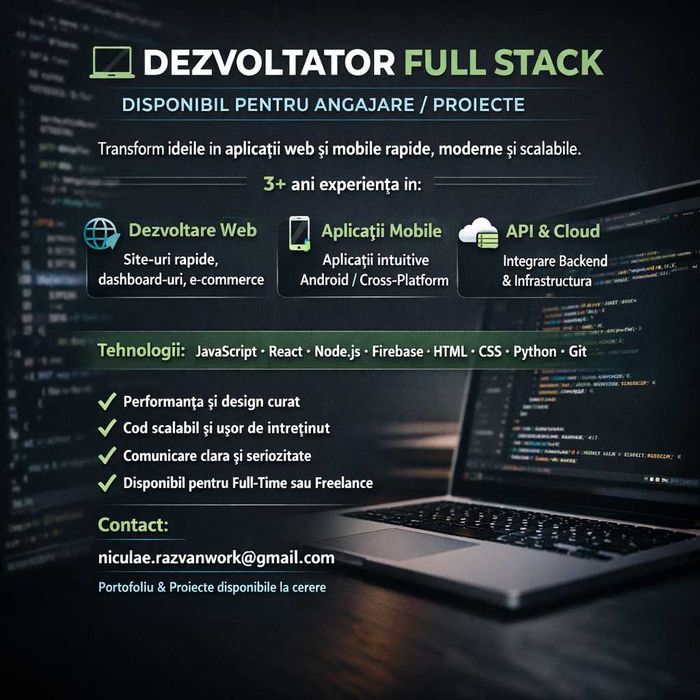 Realizare Site-uri Web Moderne și Aplicații Personalizate