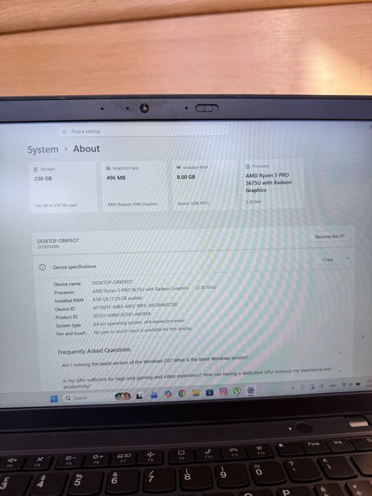 ThinkPad L14 Gen3 • Ryzen 5 PRO • 8GB • 256GB SSD