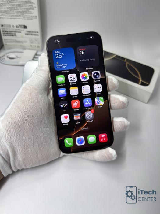 iPhone 16 Pro, 128GB, Natural Titanium, 100% батерия, ОТЛИЧЕН, 1г. ГАРАНЦИЯ!