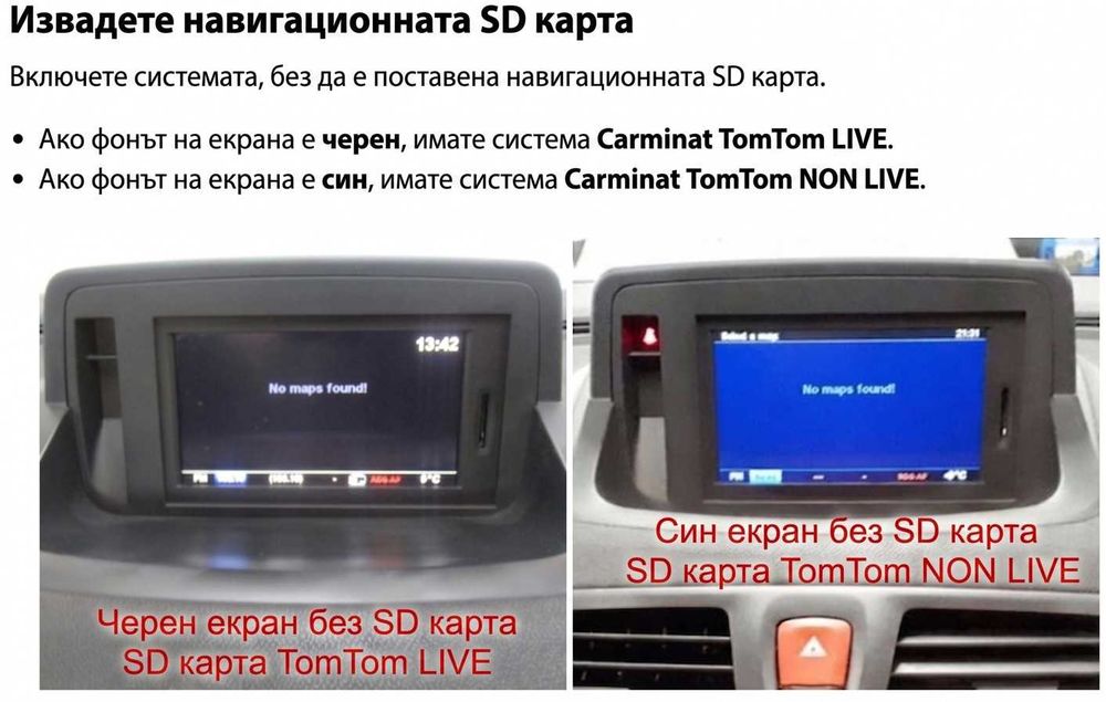 SD card 2026 Рено навигация карта TomTom /Carminat LIVE/R-LINK/RENAULT Решение за изчезналия часовник (-- : --) на Renault TomTom (2008-2010)