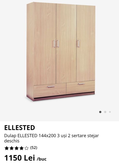 Sifonier Jysk Dulap ELLESTED 144x200 3 uși 2 sertare stejar deschis