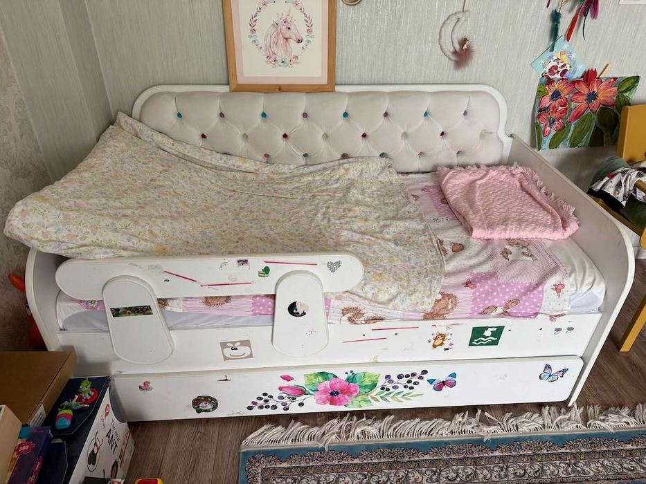 Детская кровать для девочки, размер 164x88