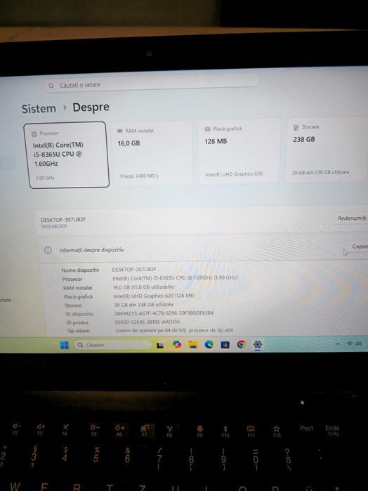 Laptop Lenovo X390 TOUCHSCRENN, i5-8365, ram 16gb, ssd 256gb