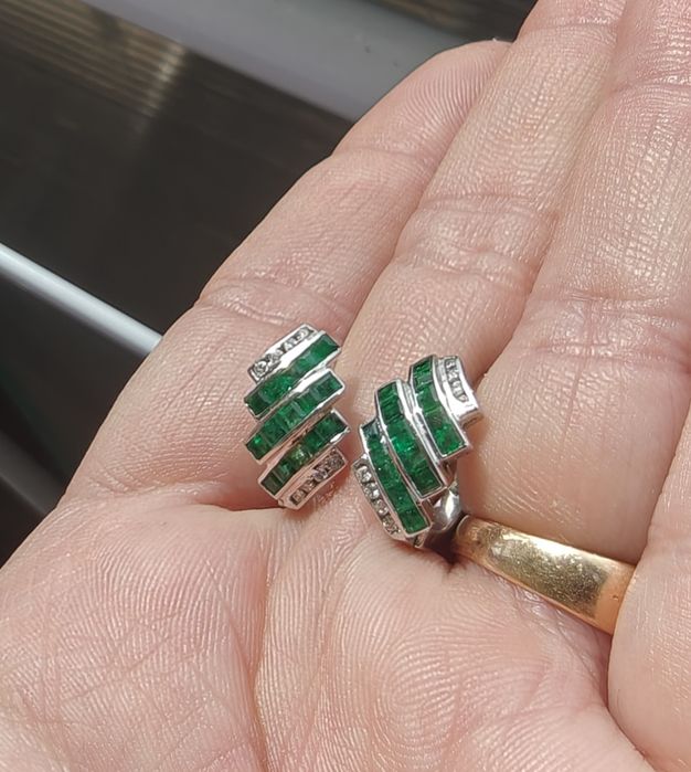 Cercei aur 18k smaralde diamante certificat