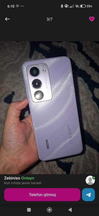 Redmi 15 Sandy Purple (8/256) sotiladi