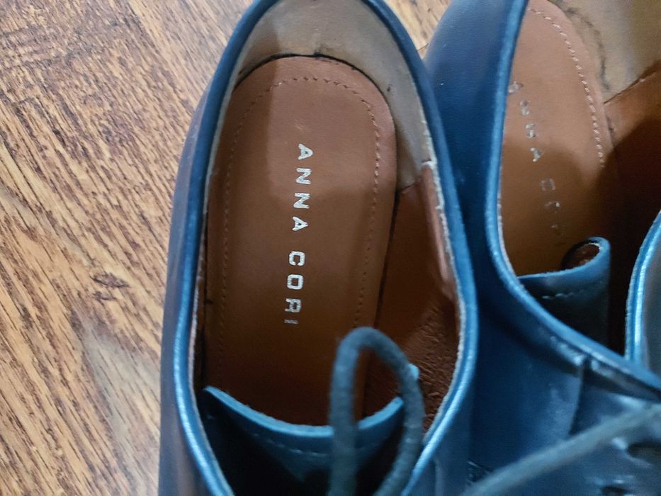 Pantofi din piele naturală cu șiret Anna Cori