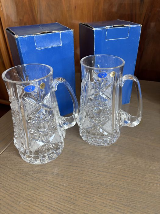 2 halbe cristal NEMAN 900 ml – 24% PbO – Hand Made – Noi cu etichete