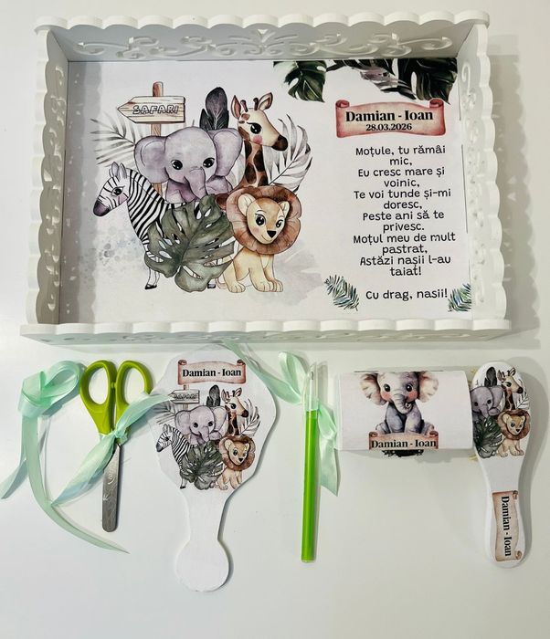 tăvițe și accesorii personalizate - set complet moț copil