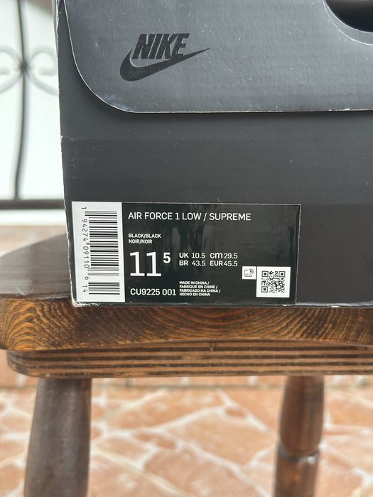Nike Air Force 1 Low Supreme Black Оригинални! CU9225-001
