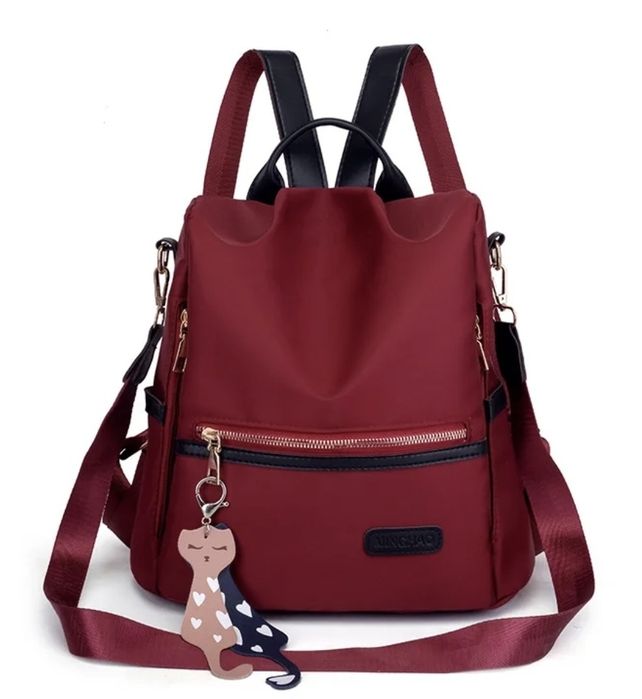 Нова  дамска текстилна раница със задно отваряне против кражба с висул