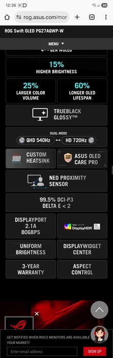 Oled  ROG Swift PG27AQWP-W