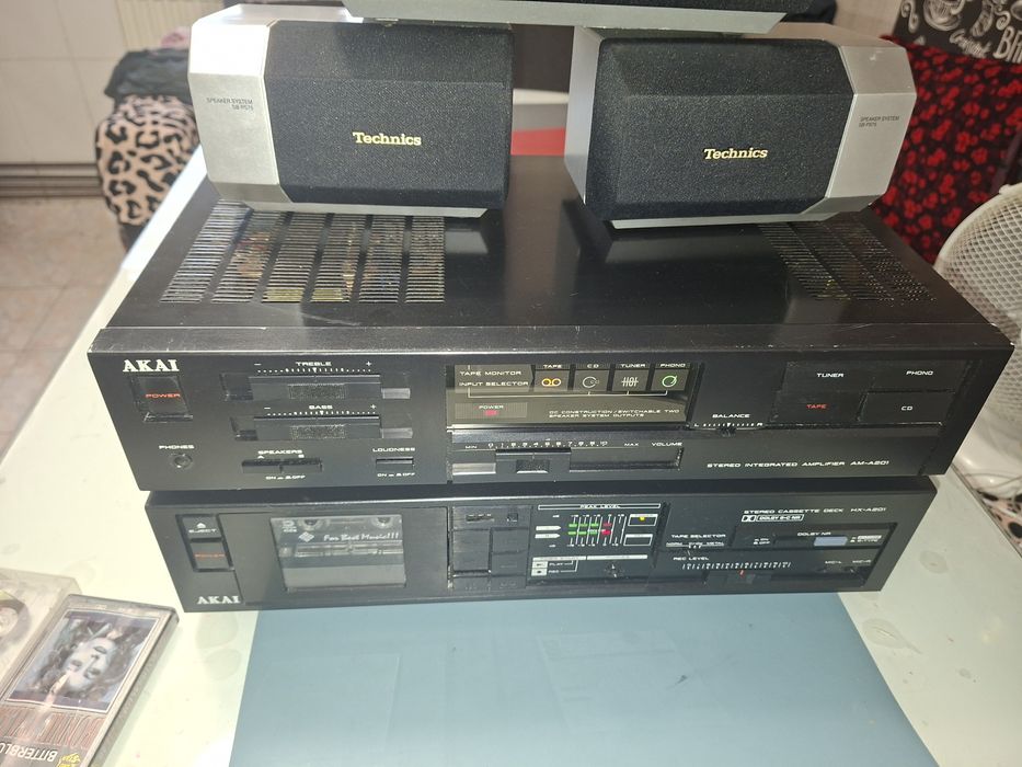 Linie Hi-Fi Akai A201, made in Japan, 1986, deck + amplificator integrat