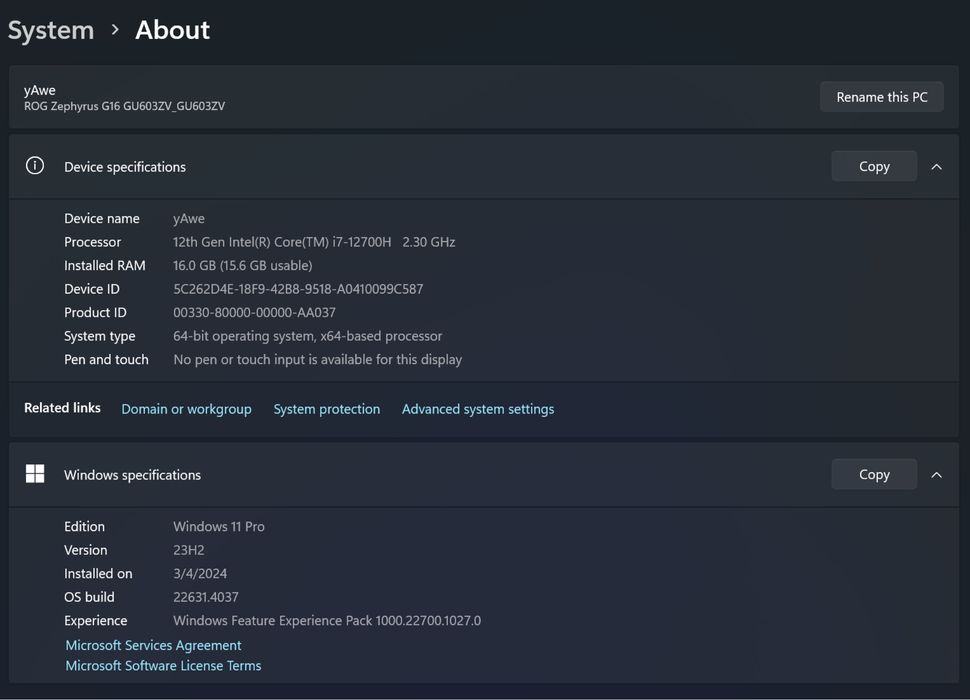 ноутбук ROG Zephyrus G16 / RTX 4060 ,торг, обмен возможны. Предлогайте