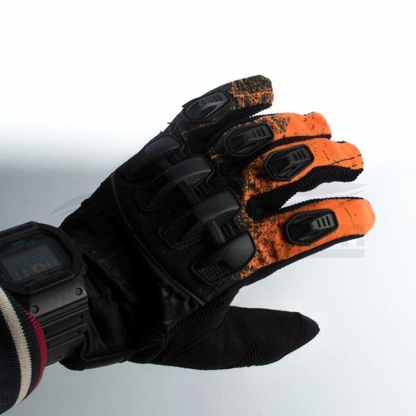 Ръкавици за мотоциклет MadBike/ORANGE със сензор който позволява да се