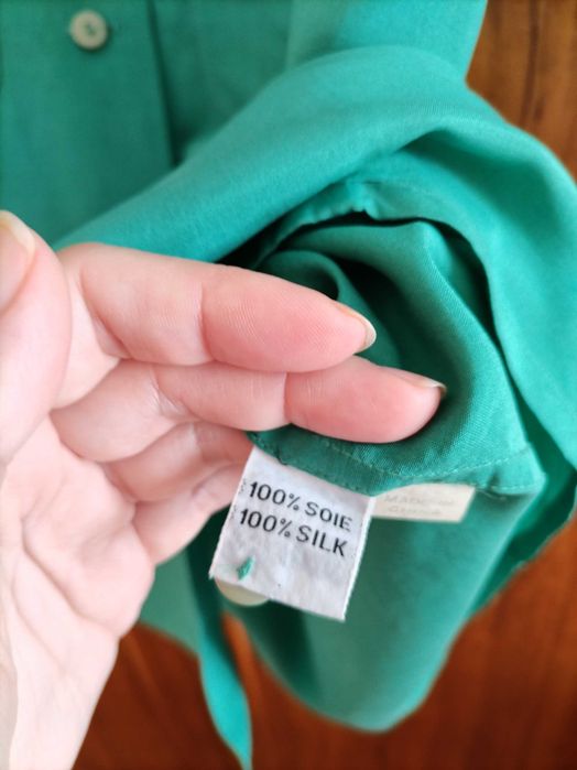 Camasa Timothy Paris, din matase de culoare verde, mar S, in stare exceptionala