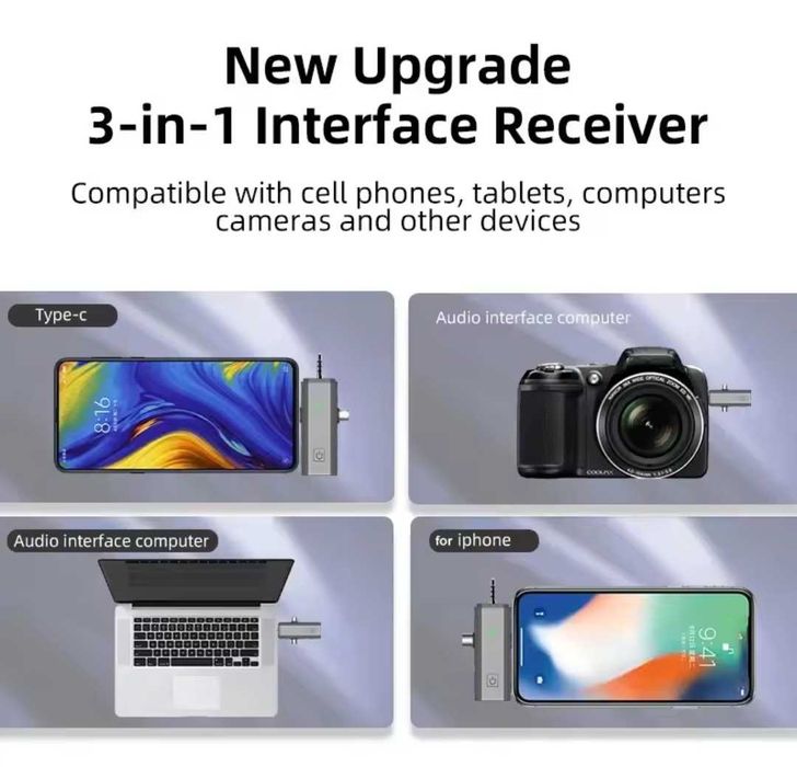 Microfon lavaliera videouri live-uri Vlog TikTok wireless iphone/usb C