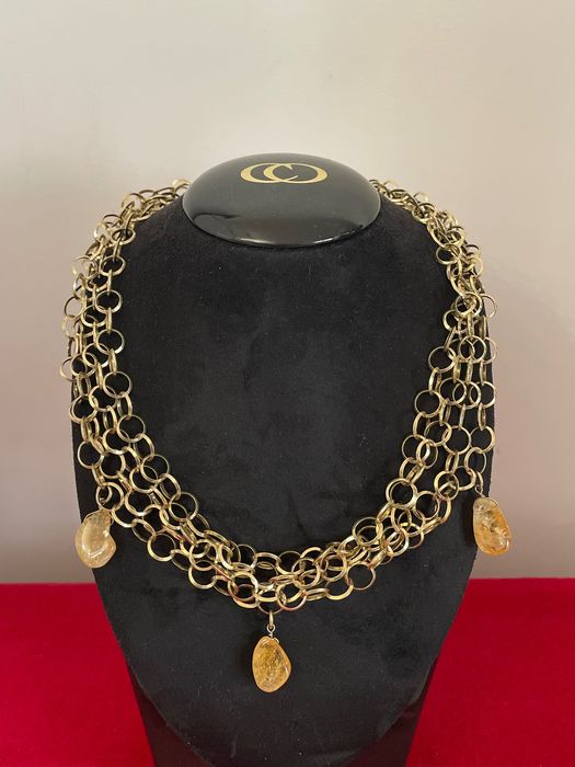 4-редно колие от позлатено сребро  925,