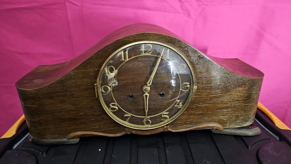 Ceas șemineu mecanic vintage din lemn – model clasic