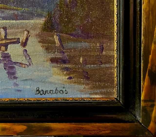 "LACUL ROȘU”-Tablou VECHI, AUTENTIC ulei/pz BARABÁS Márton (1893-1974)