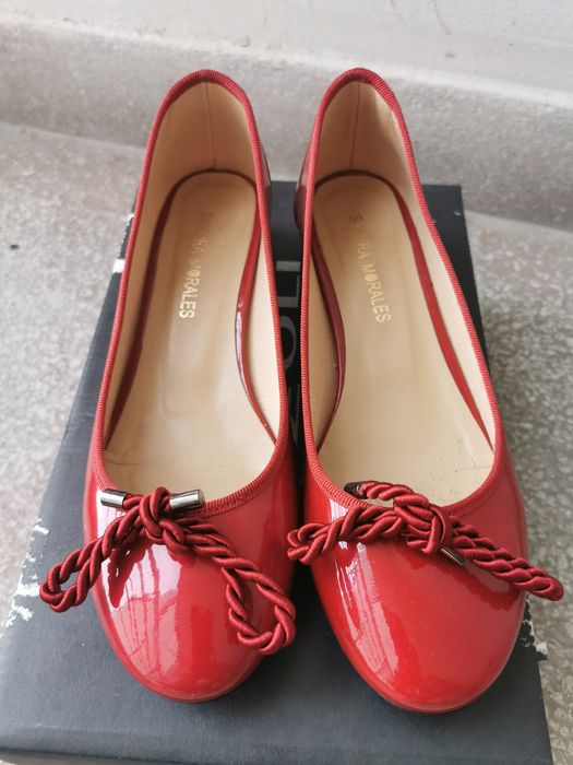Pantofi piele lăcuită, roșii, 37, Sandra Morales, Made in Spain