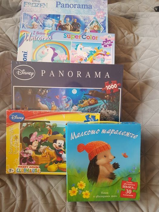 Пъзели голям лот-Мики маус ,еднорози, тролчета и др.