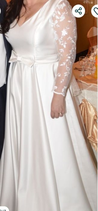 Rochie mireasa L/XL tafta cu dantela