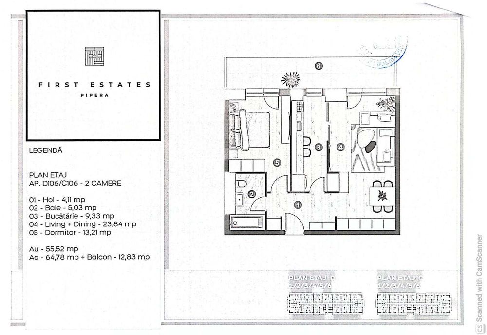 Vanzare apartament 2 camere , FIRST ESTATE PIPERA,  143 000 euro + TVA
