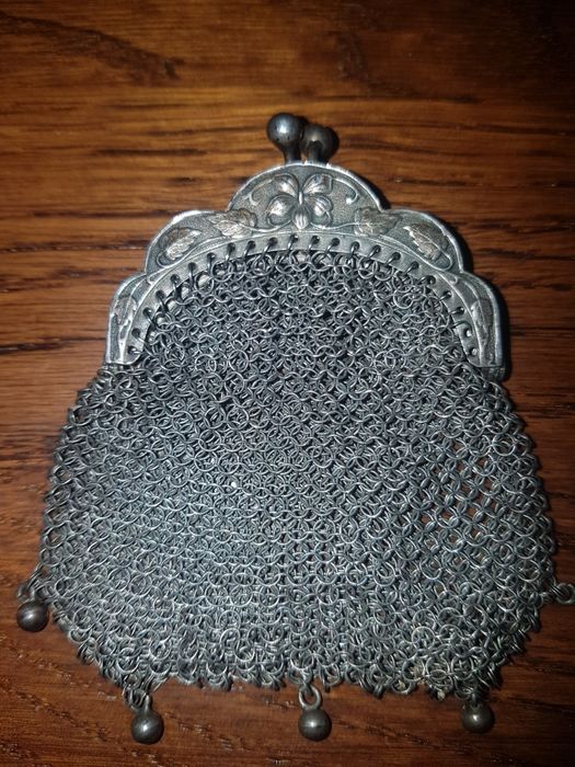 Poșeta monede,bani argint,vintage,Franta,sec 19,art deco