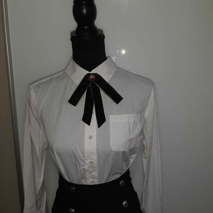 Brosa catifea verde funda Meli Melo fundă gât guler office