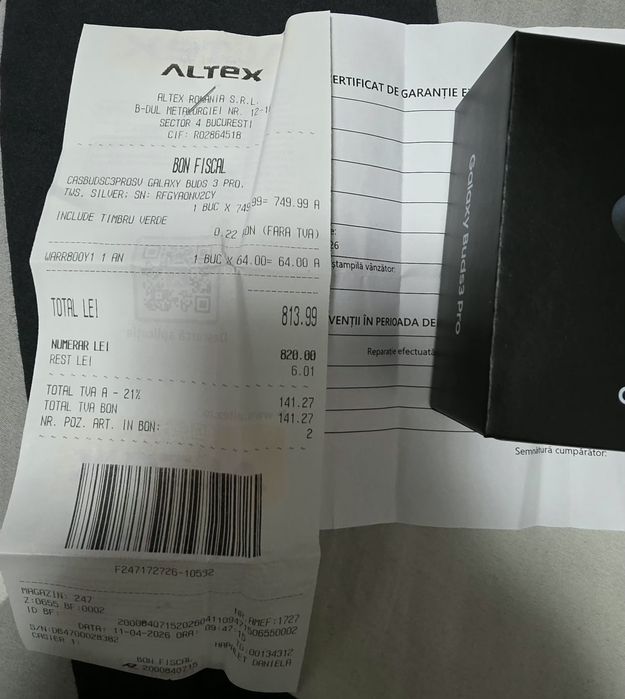 Samsung buds 3 pro 3 ani garantie altex