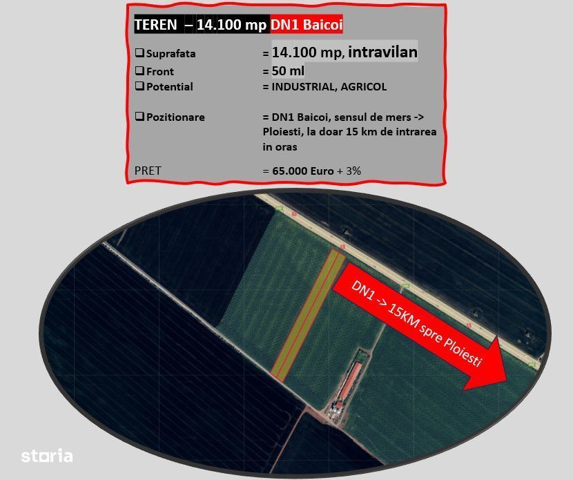 Teren arabil intravilan 14.100 mp ~ Baicoi ~ Prahova