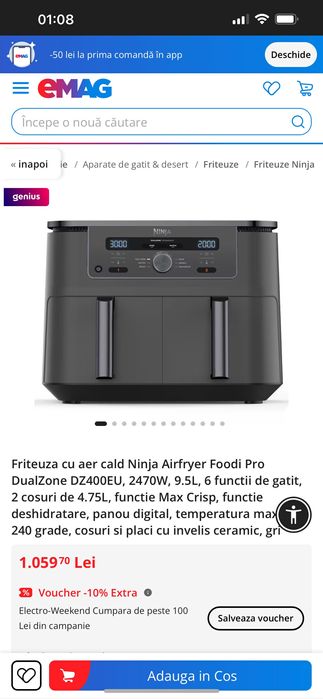 Air fryer Ninja Double foodi limited  New . 2 buc