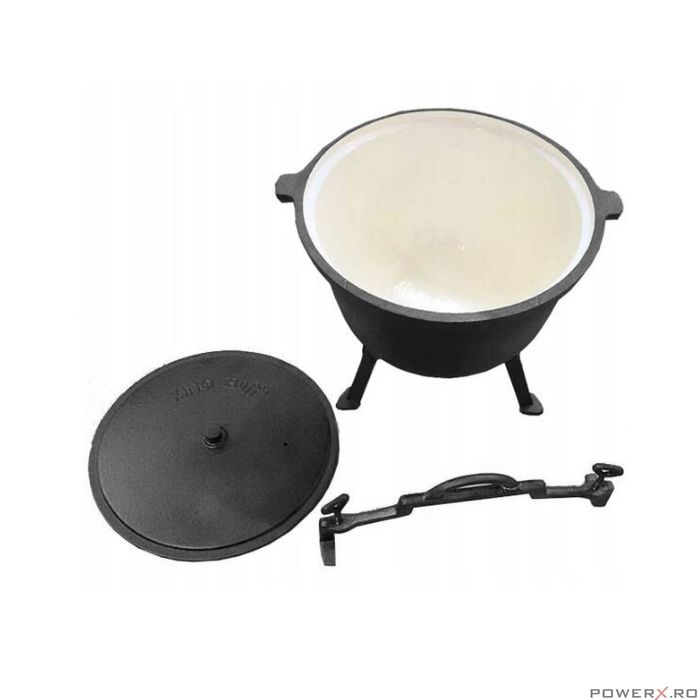 Ceaun din fonta emailata cu picioare si capac, 4litri, negru, Kinghoff