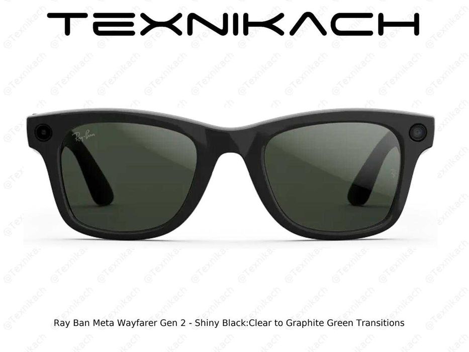 Ray Ban Meta Wayfarer Gen 2 - Shiny Black/Clear to Graphite Green
