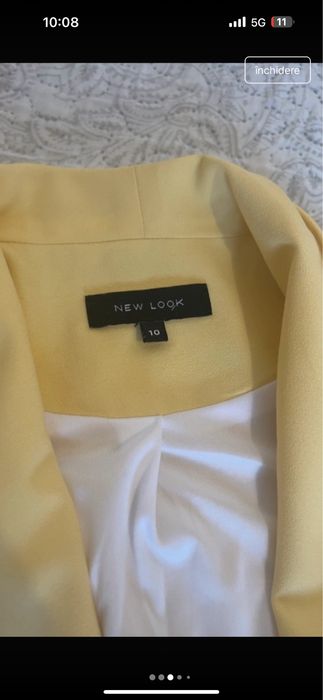 Sacou/blazer dama galben pai New Look