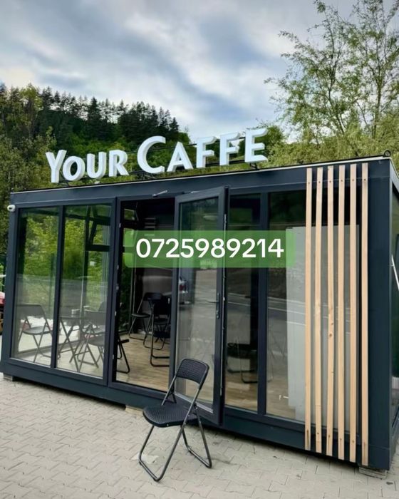 Container premium cu riflaj de lemn container tip terasa spalatori aut