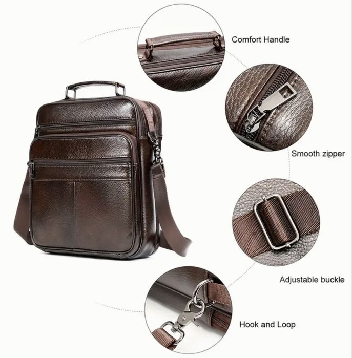 Мъжки големи и практични работни бизнес чанти /Черна и кафява ест.кожа