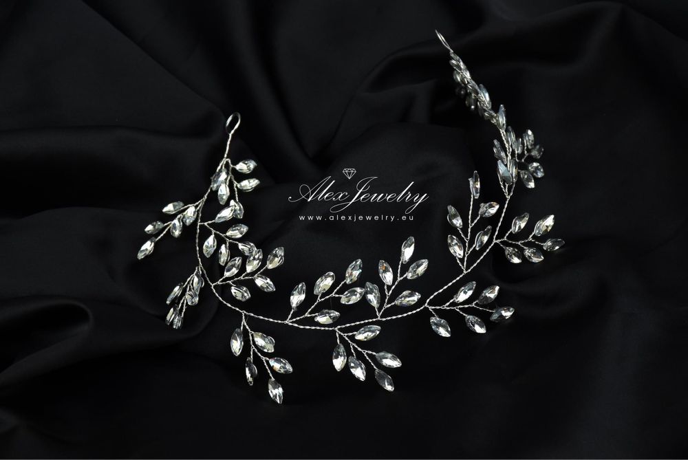 Сватбени бижута - бижута за коса, обеци с кристали