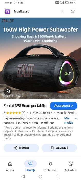 Boxa portabila Zealot s98