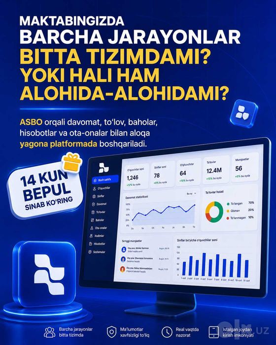Xususiy Maktab CRM | Maktab Boshqaruv Dasturi | ERP | Mobil Ilova