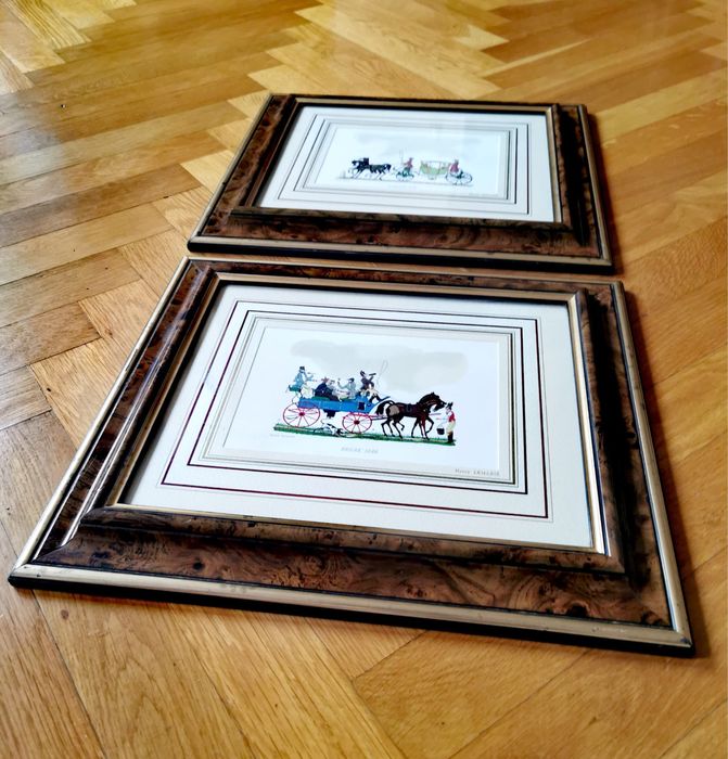 Колекция антикварни картини от дървени гравюри на Henry Lemarte 2бр.