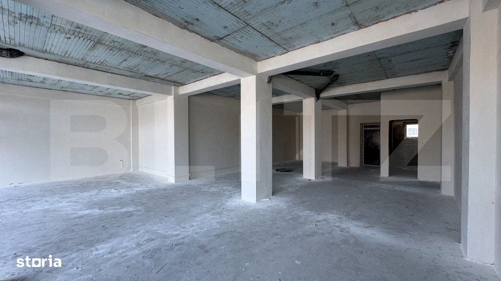 Spatiu comercial parter bloc nou, 109 mp open space, vitrina, terasa,