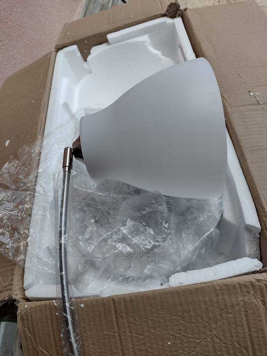 Лампа със стойка тип дъга оранжев плафон/мраморна стойка E27 60 W