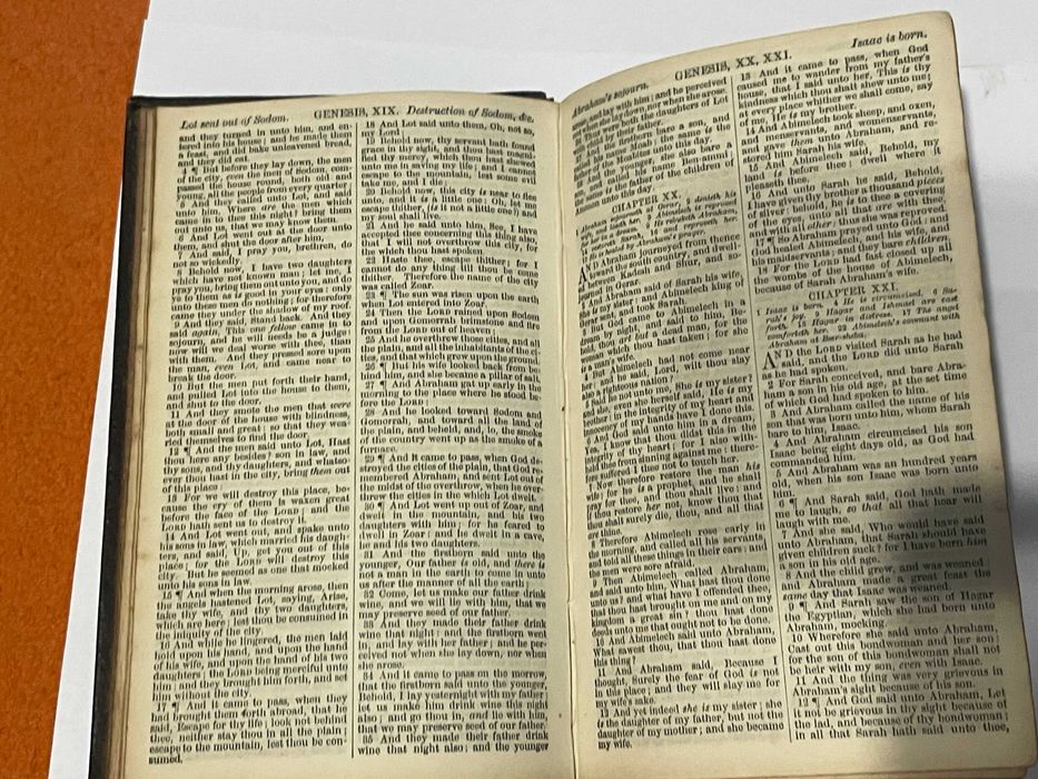 Biblia / Biblie buzunar , 1860 , engleza, coperta piele, 15x10 cm