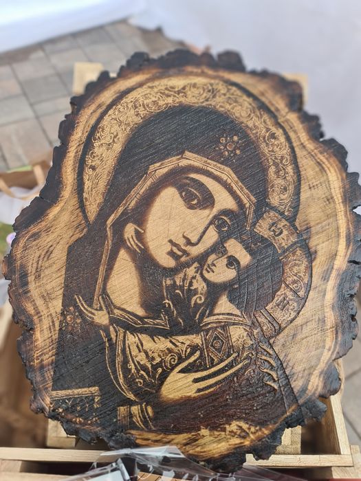 Icoana lemn handmade gravură