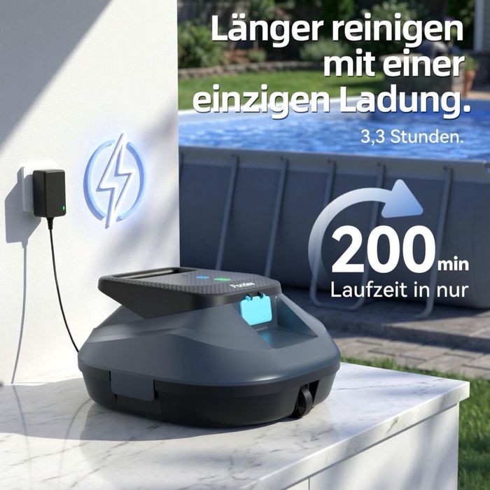 Pondee X2 robot curățare piscină 200 min autonomie încărcare rapidă 120 m² acoperire – Albastru