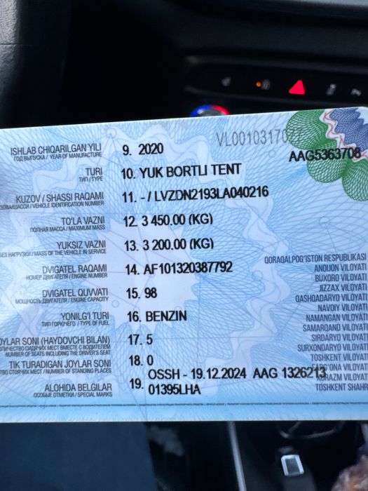 Dubl kabina 2020 yil 98 ta ot kuchi