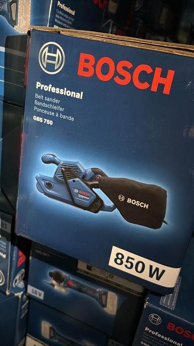 Bosch GBS 750 Professional Șlefuitor cu bandă Negru, Albastru 850 W, sigilat