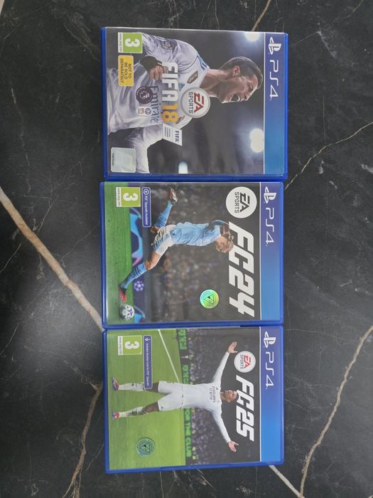 Vând set 3 jocuri pt Ps 4: FIFA 18, FC 24 și FC 25